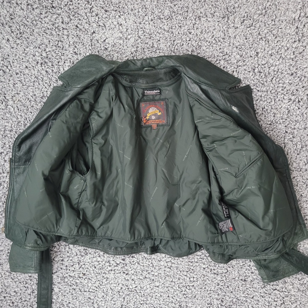 Vintage Adventure Bound Wilson's dark green leather bomber jacket thinsulate‎ - Picture 11 of 16